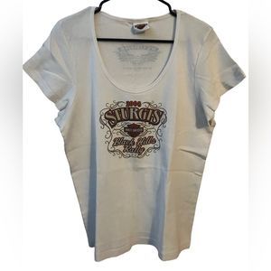 Harley Davidson women’s Swoop Neck short sleeve T-Shirt - Sturgis 2008 - Vintage